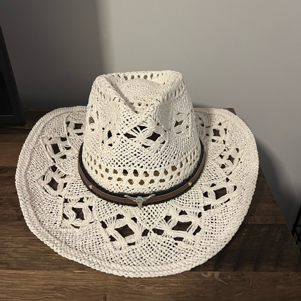 Amazon Women's White Crochet Cowboy Hat